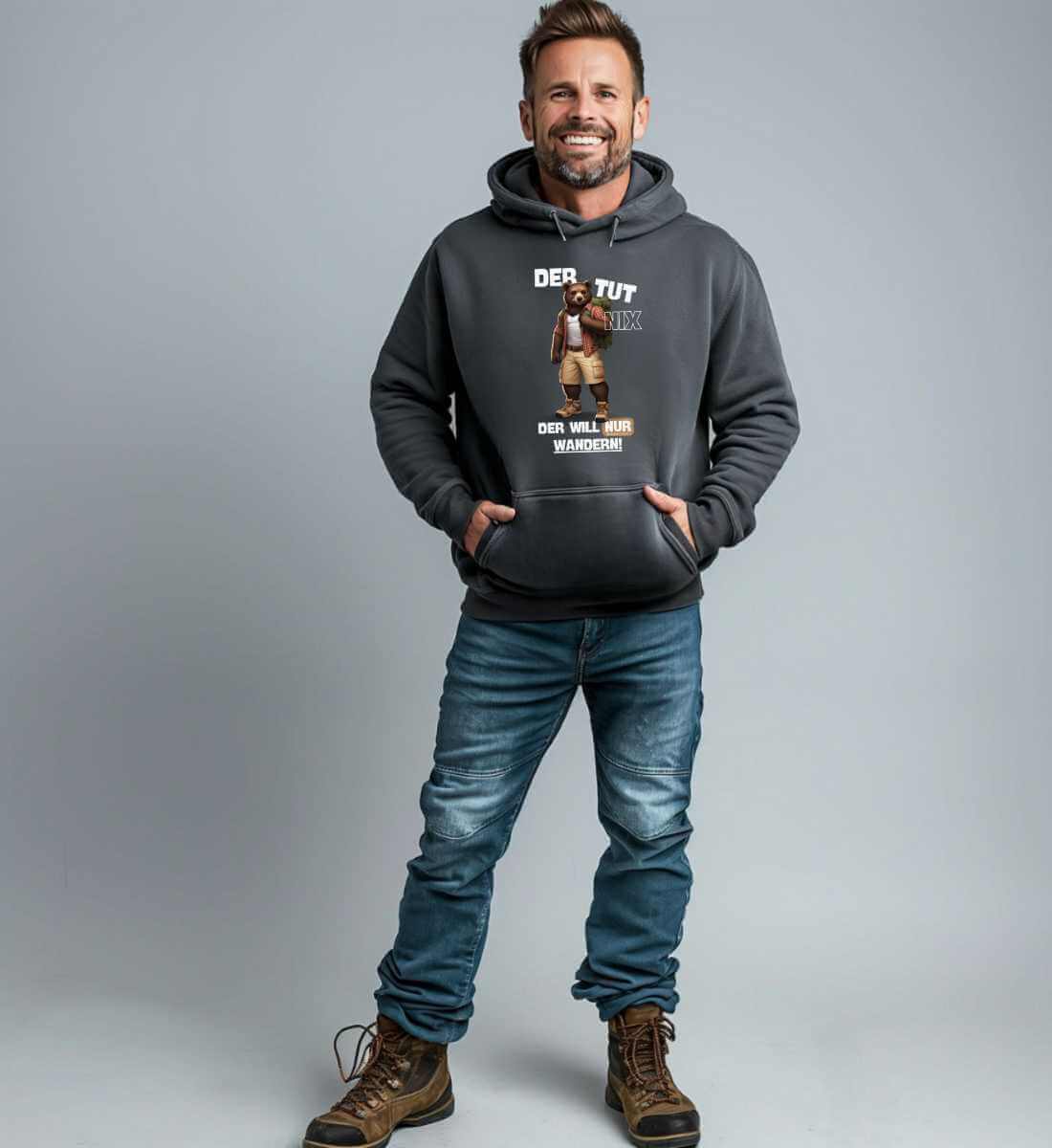 Der tut nix - Bär | Unisex Organic Hoodie | Farbe: India Ink Grey | Rad&Rucksack