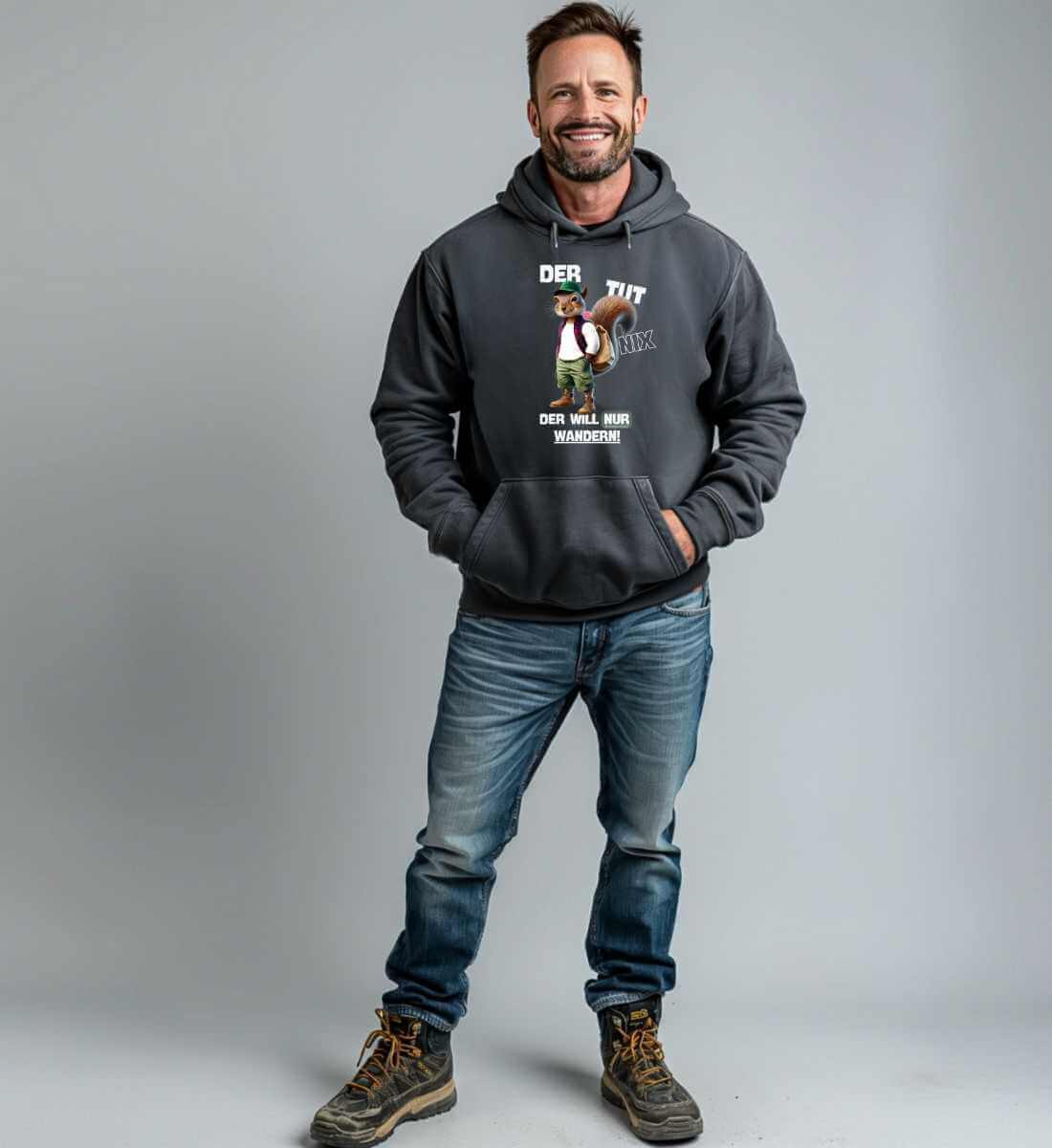 Der tut nix - Eichörnchen | Unisex Organic Hoodie | Farbe: India Ink Grey | Rad&Rucksack