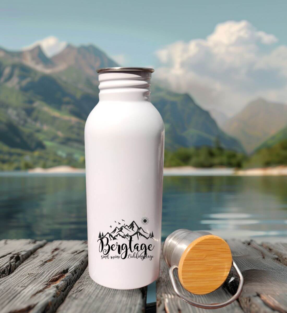 Berg-Tage | Edelstahl Trinkflasche | Farbe: Weiß | Rad&Rucksack