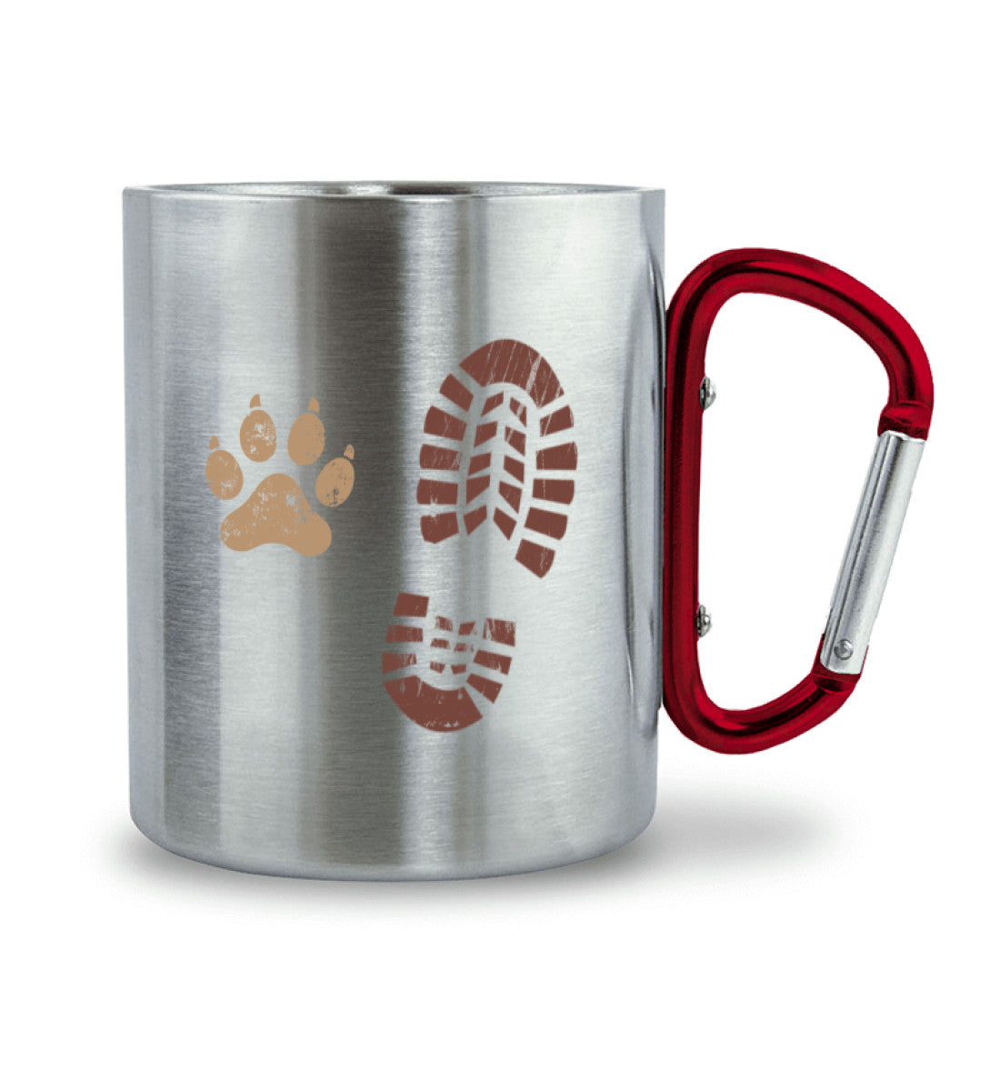 Berg Buddies | Edelstahltasse mit Karabinergriff | Farbe: Roter Karabiner | Rad&Rucksack