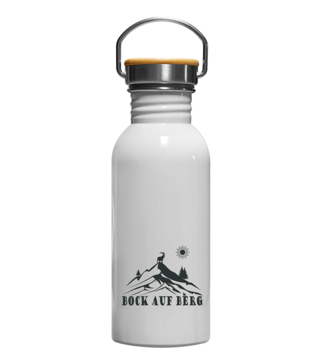 Bock auf Berg | Edelstahl Trinkflasche | Farbe: Weiß | Rad&Rucksack