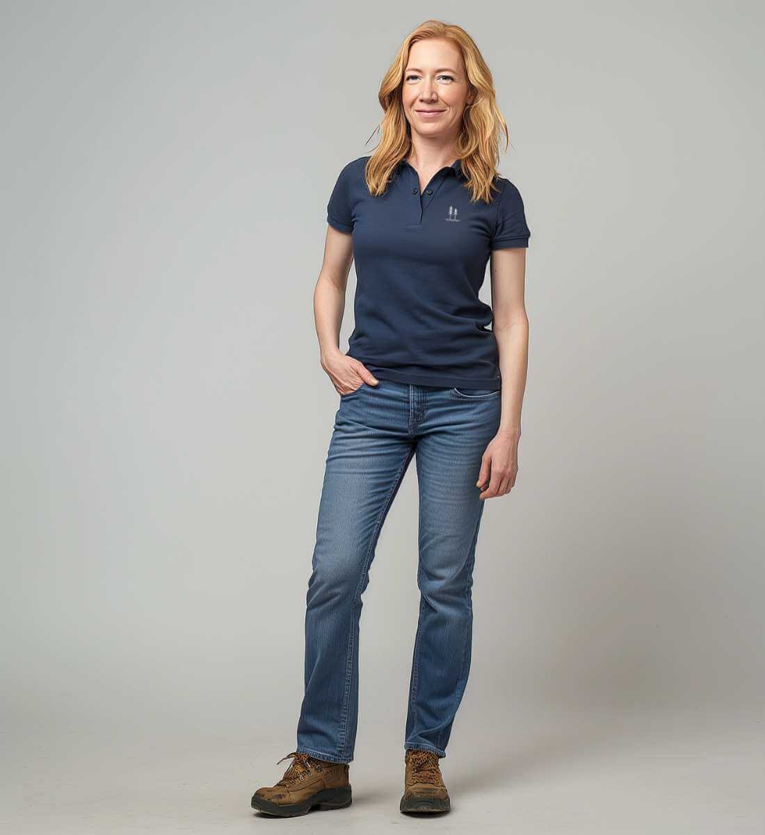 Bäume Stick | Damen Premium Organic Poloshirt | Farbe: French Navy | Rad&Rucksack