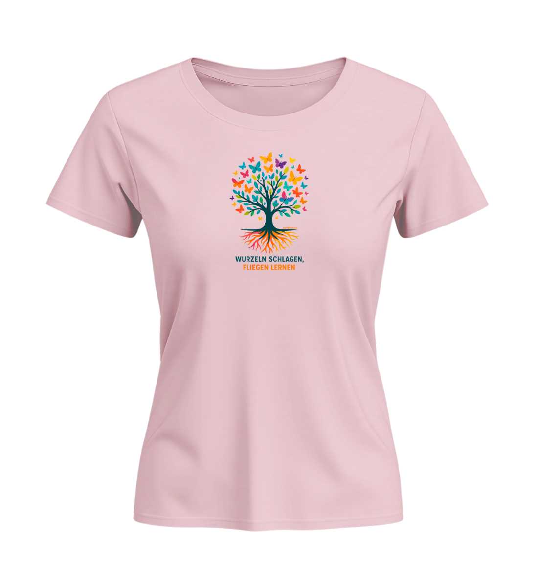 Schmetterlinge Wurzeln | Damen Premium Organic T-Shirt (Fitted) | Farbe: Cotton Pink | Rad&Rucksack