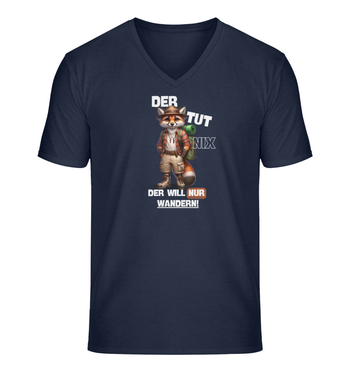 Der tut nix - Fuchs | Herren V-Neck Premium Organic T-Shirt | Farbe: French Navy | Rad&Rucksack
