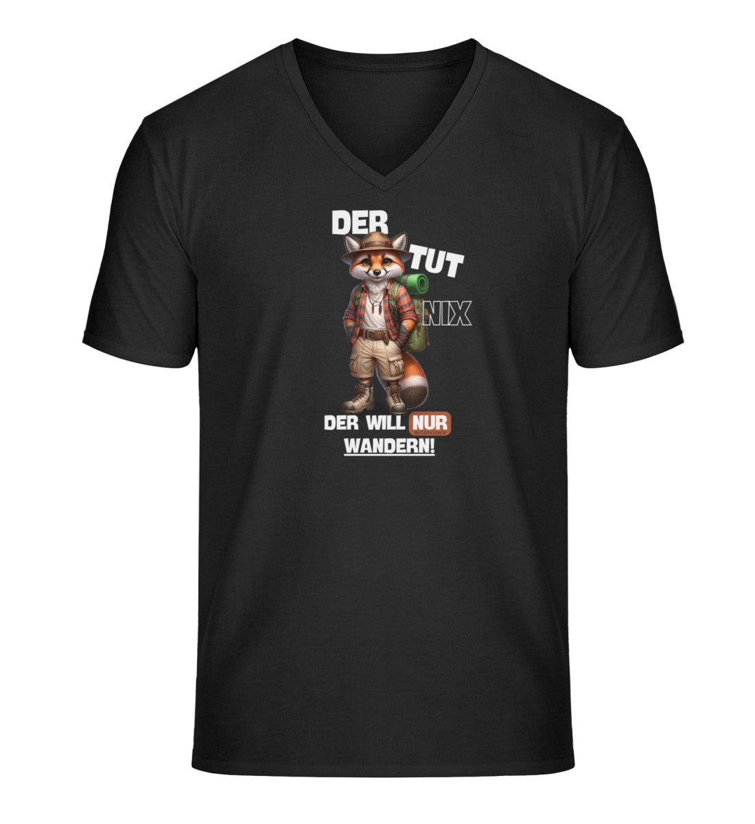 Der tut nix - Fuchs | Herren V-Neck Premium Organic T-Shirt | Farbe: Schwarz | Rad&Rucksack