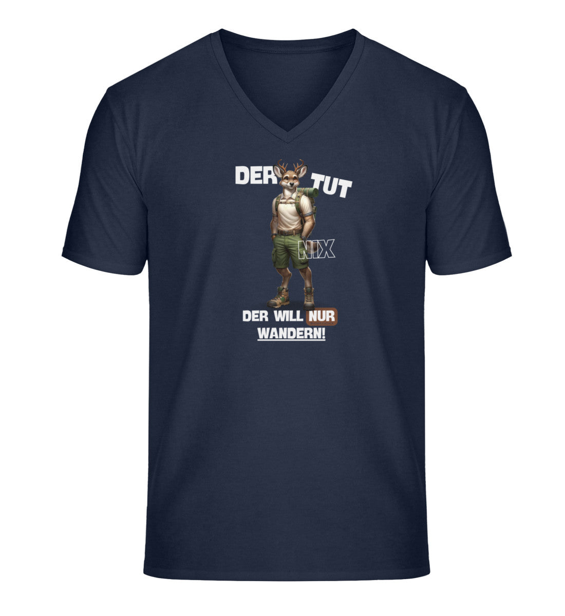 Der tut nix - Hirsch | Herren V-Neck Premium Organic T-Shirt | Farbe: French Navy | Rad&Rucksack