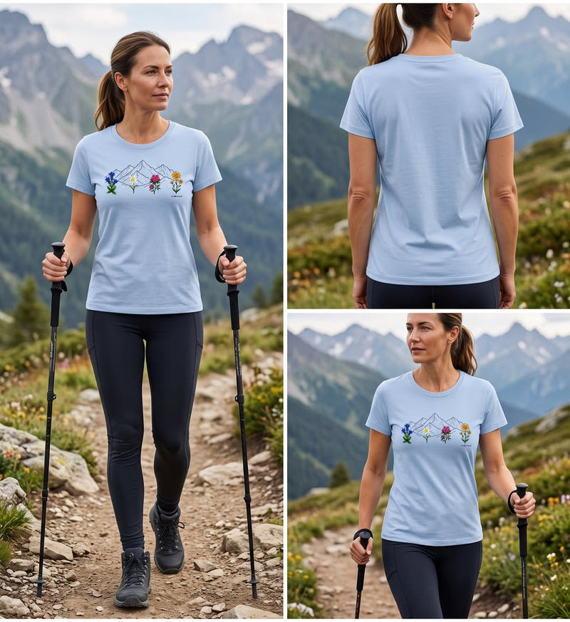 Berge Blumen | Damen Premium Organic T-Shirt (Fitted) von Rad&Rucksack