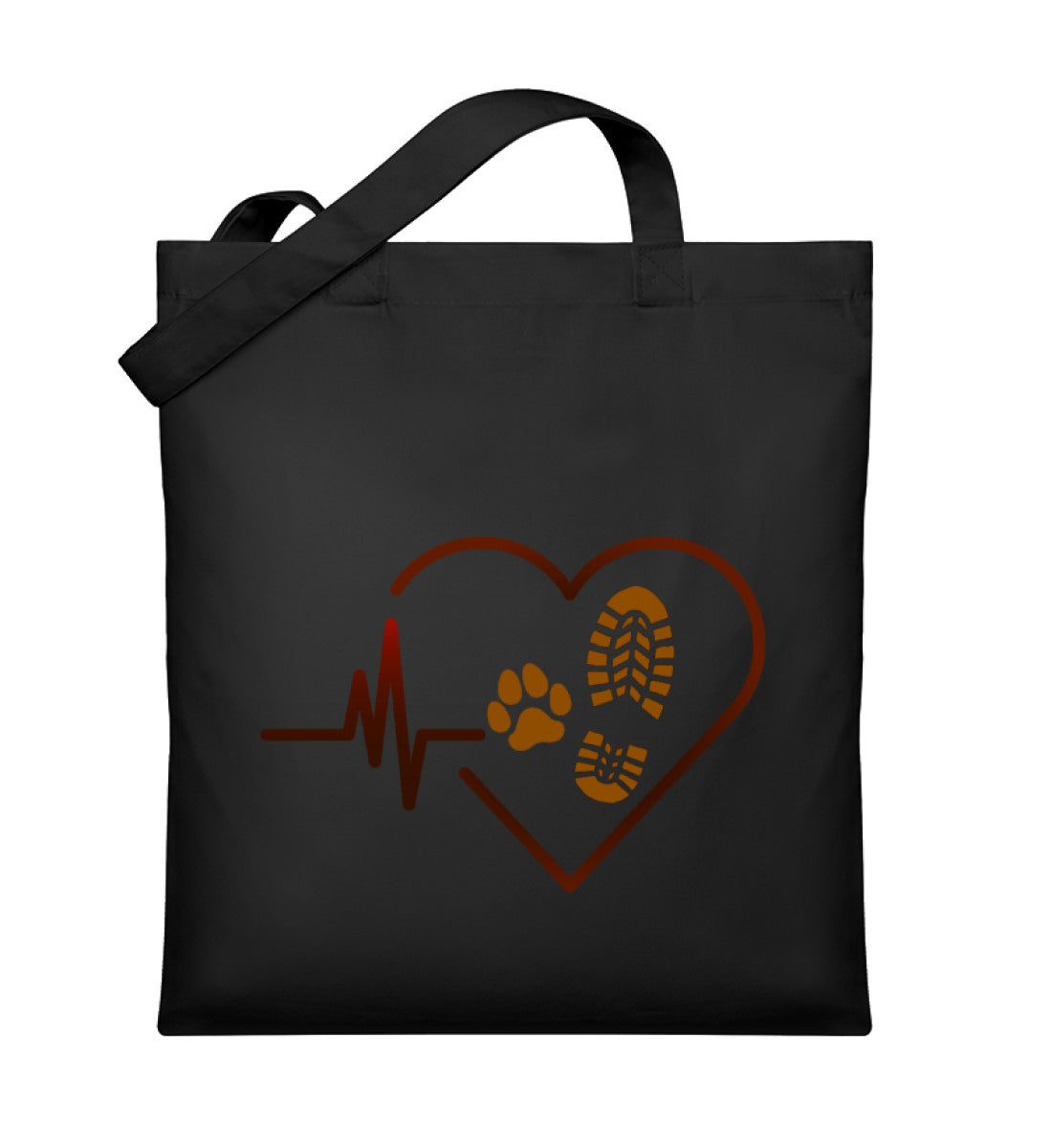 Herzschlag Hund Wandern | Organic Jutebeutel | Farbe: Schwarz | Rad&Rucksack