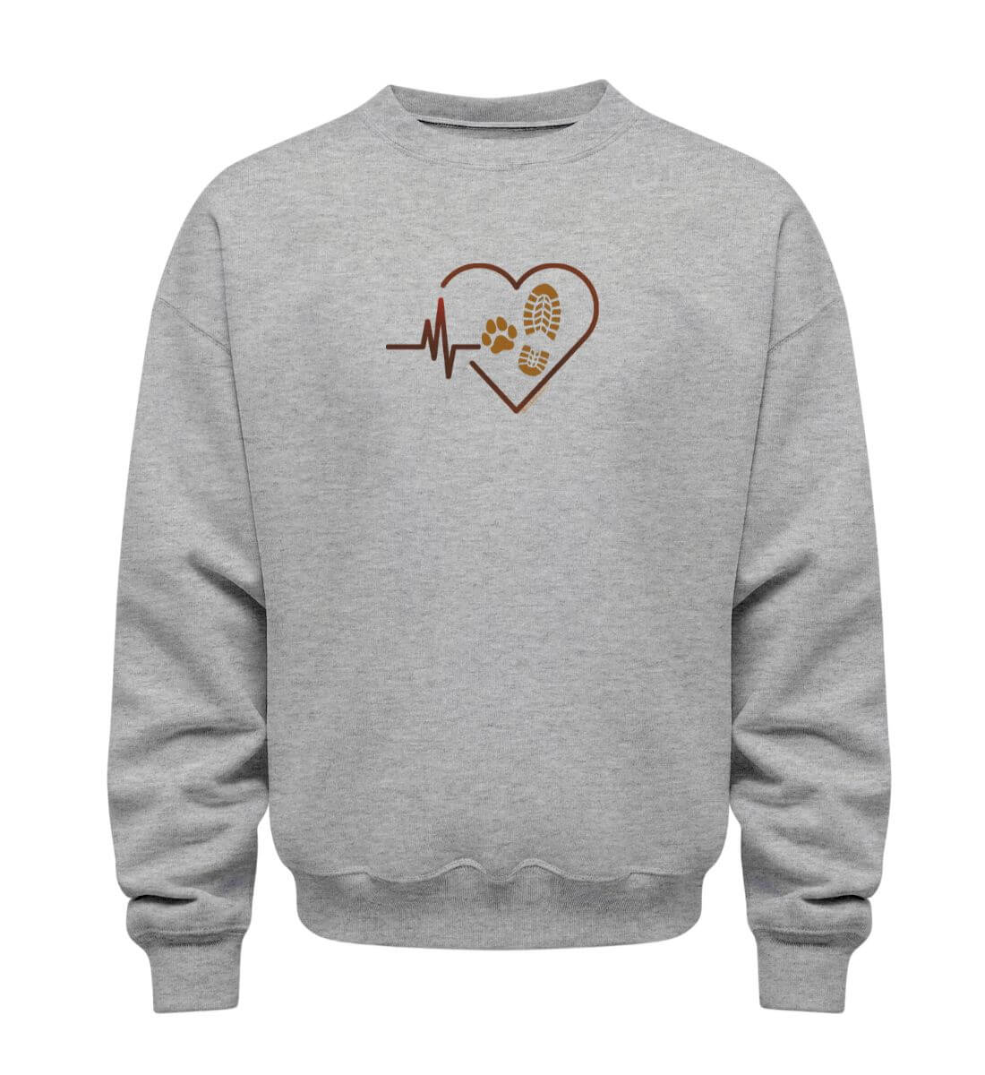 Herzschlag Hund Wandern | Unisex Organic Pullover | Farbe: Heather Grey | Rad&Rucksack