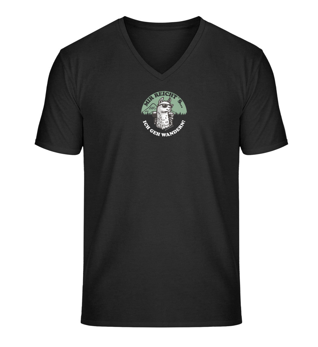 Ich geh wandern | Herren V-Neck Premium Organic T-Shirt | Farbe: Schwarz | Rad&Rucksack