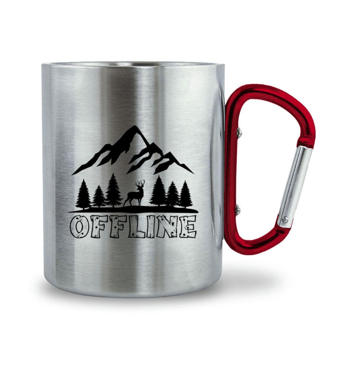 Offline Berg | Edelstahltasse mit Karabinergriff | Farbe: Roter Karabiner | Rad&Rucksack
