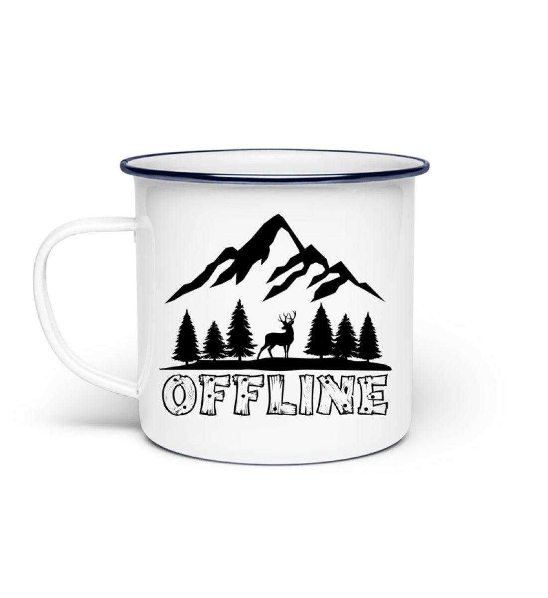 Offline Berg | Emaille Tasse | Farbe: Weiß | Rad&Rucksack