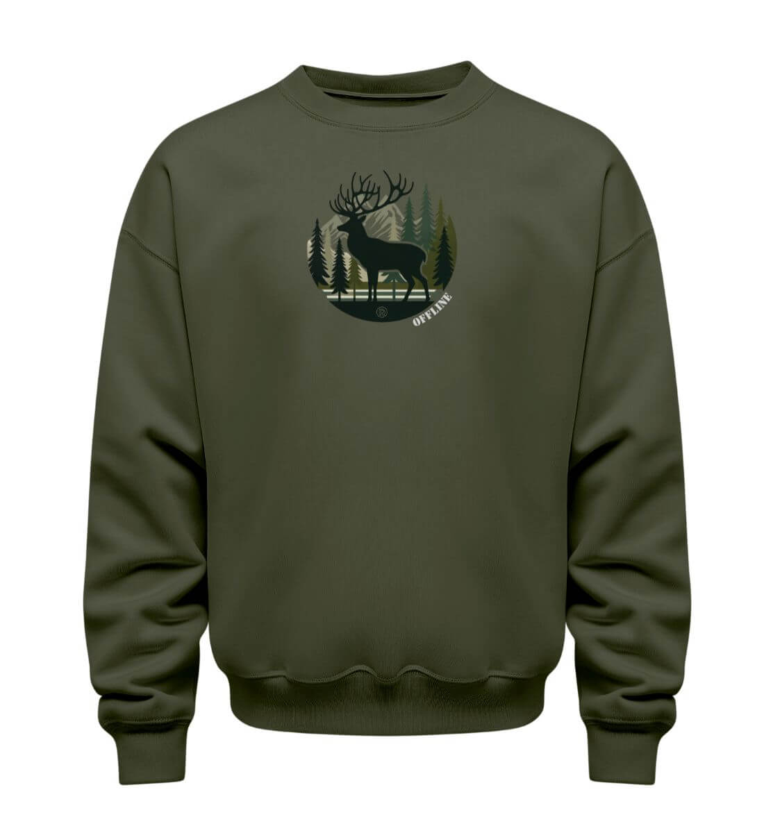 Offline Hirsch | Unisex Organic Pullover | Farbe: Khaki | Rad&Rucksack