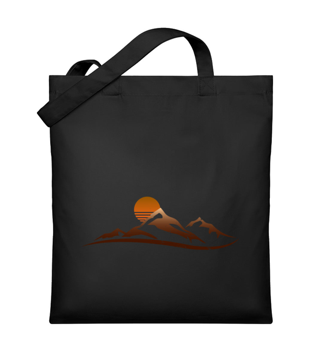 Sonnenuntergang Berg | Organic Jutebeutel | Farbe: Schwarz | Rad&Rucksack