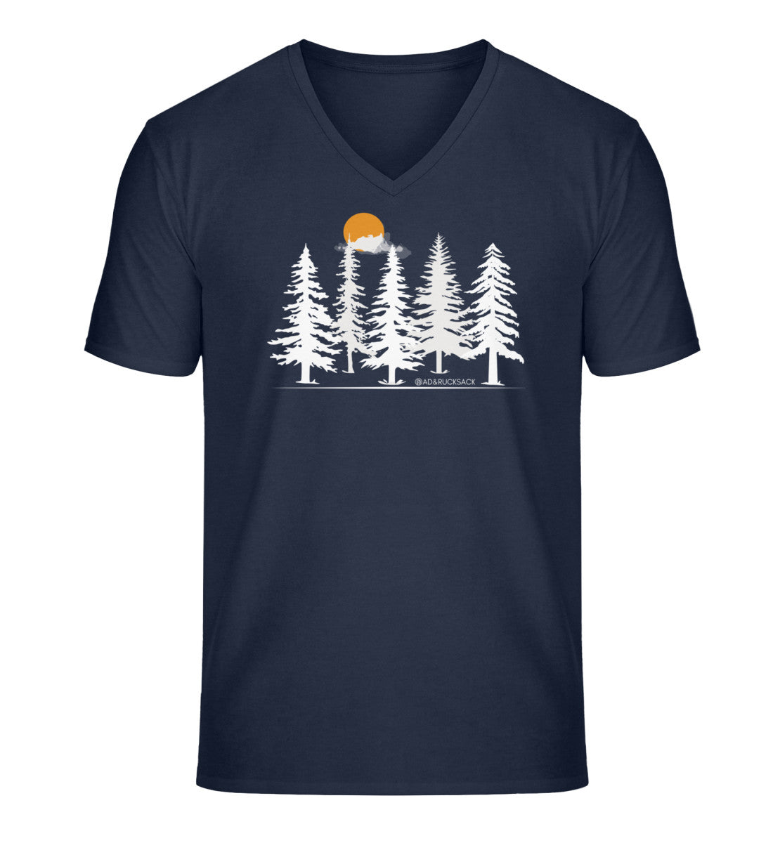 Wald Forest | Herren V-Neck Premium Organic T-Shirt | Farbe: French Navy | Rad&Rucksack