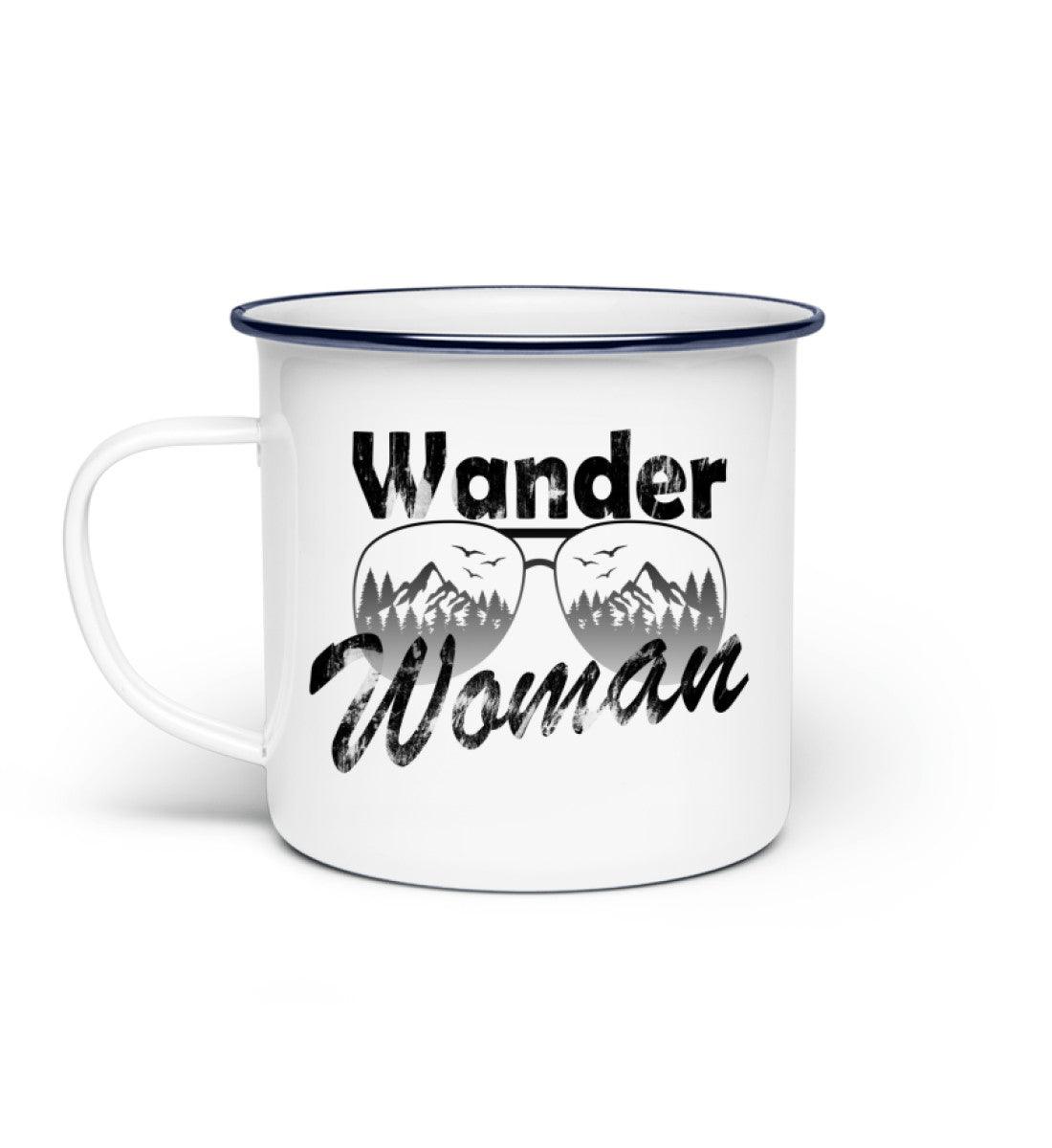 Wander Woman | Emaille Tasse | Farbe: Weiß | Rad&Rucksack