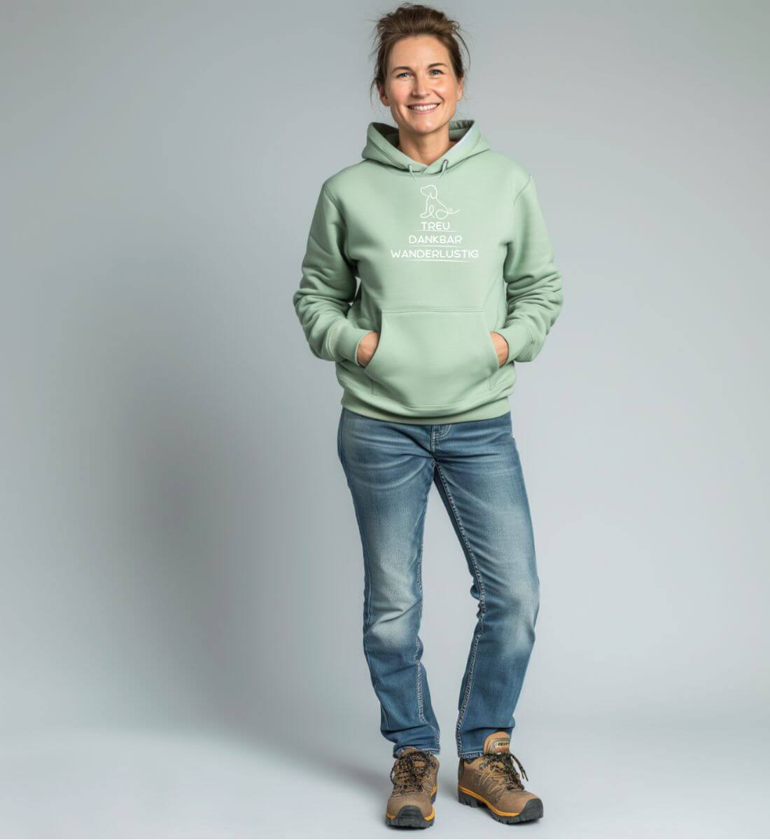 Wandern mit Hund | Unisex Organic Hoodie | Farbe: Aloe | Rad&Rucksack