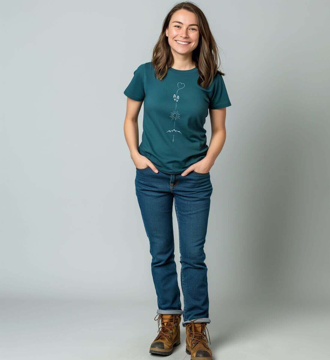 Wandern Sonne Berg | Damen Premium Organic T-Shirt | Farbe: Cotton Pink | Rad&Rucksack