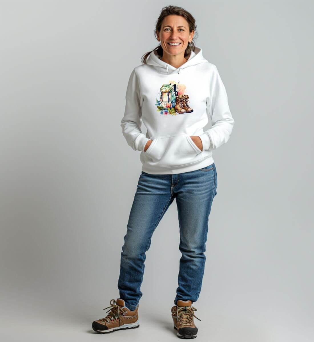 Wanderrucksack | Unisex Organic Hoodie | Farbe: White | Rad&Rucksack