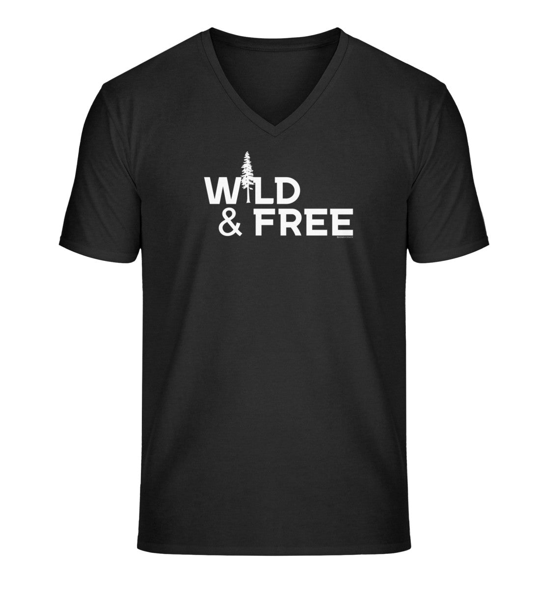 Wild & Free | Herren V-Neck Premium Organic T-Shirt | Farbe: Schwarz | Rad&Rucksack