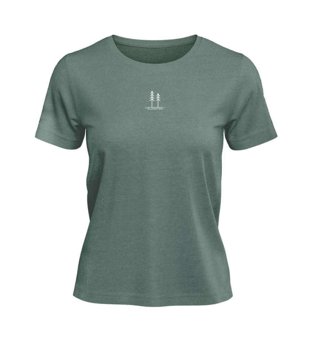 Bäume T-Shirt Damen Meeresgrün (Green Bay) – Produktbild (100% Bio-Baumwolle mit Stick) von Rad&Rucksack