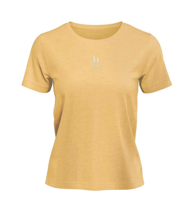 Bäume T-Shirt Damen Apricot-Orange (Nispero) – Produktbild (100% Bio-Baumwolle mit Stick) von Rad&Rucksack