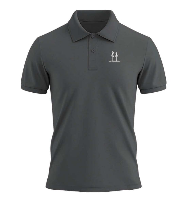 Bio Poloshirt Bäume Stick in Anthrazit (Anthracite) – Produktbild (240 g/m² Bio-Piqué mit Stick) von Rad&Rucksack