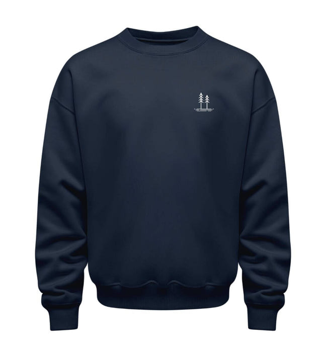 Outdoor Pullover Bäume in Dunkelblau (French Navy) – Produktbild (350 g/m² Bio-Baumwolle) von Rad&Rucksack