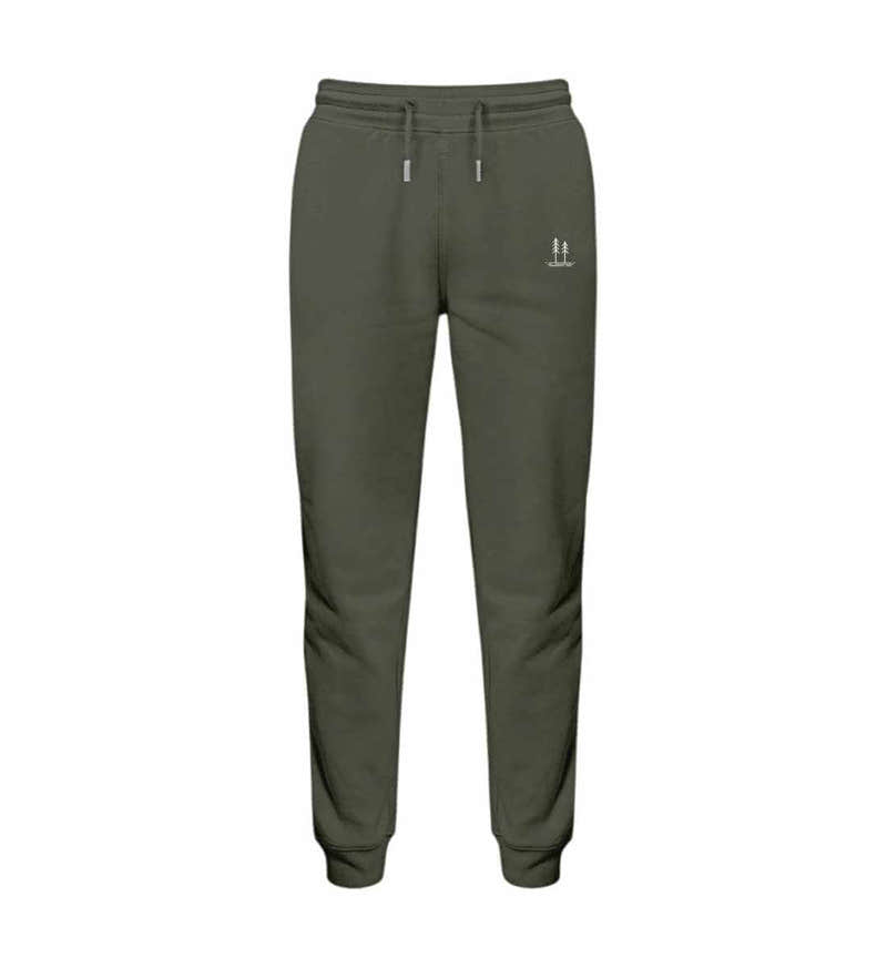 Bäume Jogger in Olivgrün (Khaki) – Produktbild (300 g/m² Bio-Sweatstoff) von Rad&Rucksack