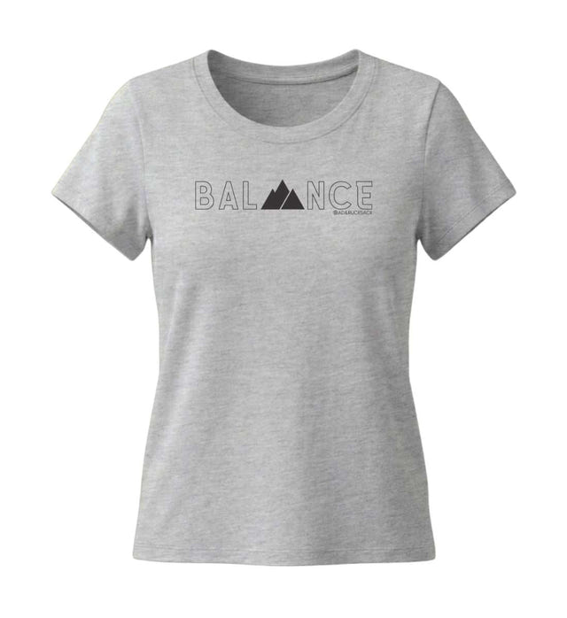 Balance T-Shirt Damen Grau-Melange (Heather Grey) – Produktbild (155 g/m² Bio-Baumwolle, tailliert) von Rad&Rucksack