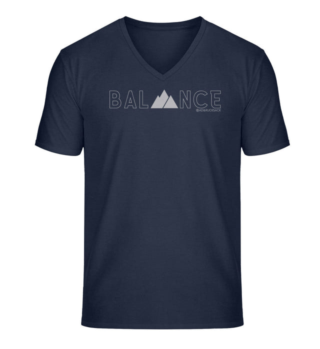 Outdoor V-Neck T-Shirt Balance Herren in Dunkelblau (French Navy) – Produktbild (100% Bio-Baumwolle) von Rad&Rucksack