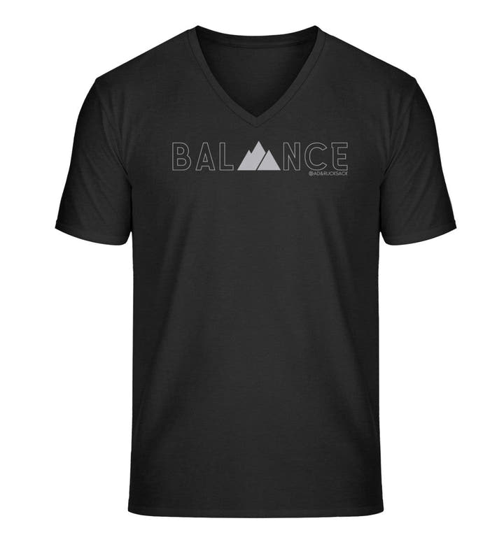 Balance Bio V-Neck T-Shirt Herren in Schwarz – Produktbild (100% Bio-Baumwolle) von Rad&Rucksack