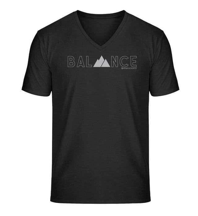 Balance Bio V-Neck T-Shirt Herren in Schwarz – Produktbild (100% Bio-Baumwolle) von Rad&Rucksack
