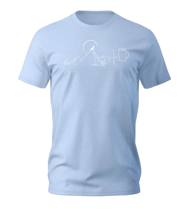 Bock auf Bier T-Shirt Herren „Berg Bock Bier“ in Mittelblau (Blue Soul) – Produktbild (100% Bio-Baumwolle) von Rad&Rucksack