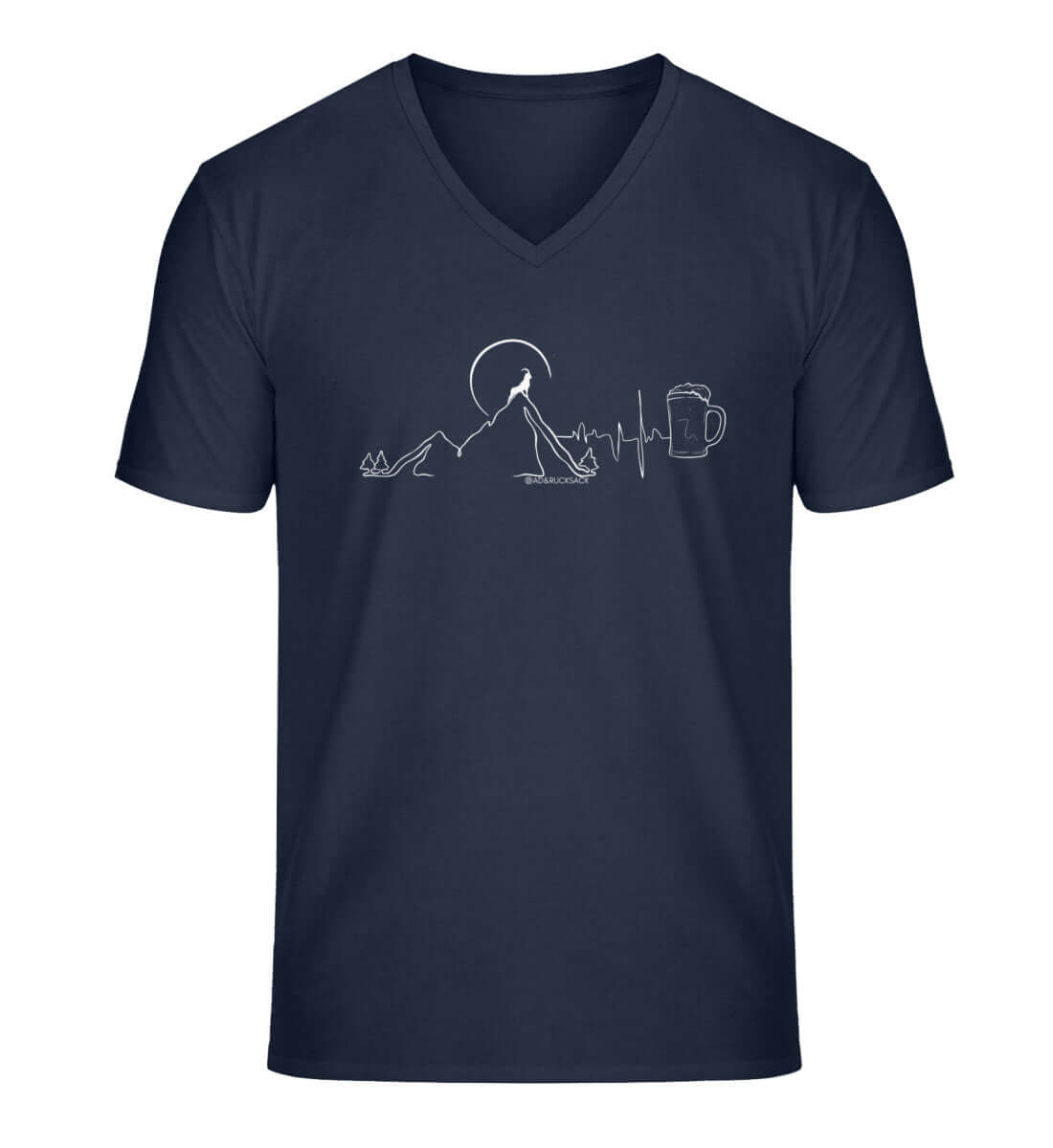 Berg Bock Bier | Herren V-Neck Premium Organic T-Shirt in French Navy von Rad&Rucksack
