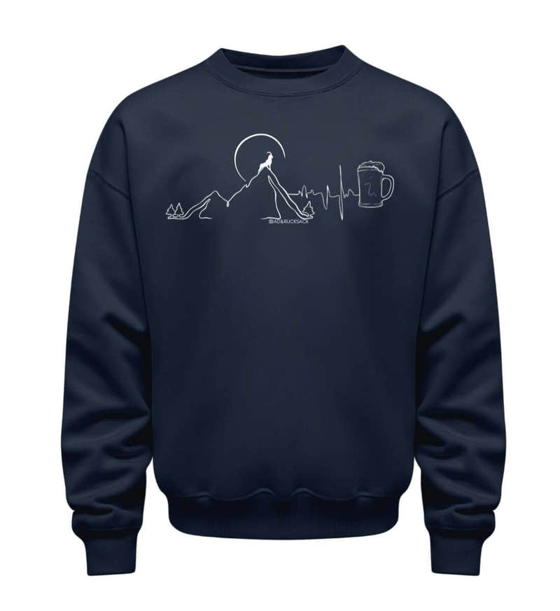 Berg Bock Bier Pullover in Dunkelblau (French Navy) – Produktbild (350 g/m² Bio-Baumwolle) von Rad&Rucksack