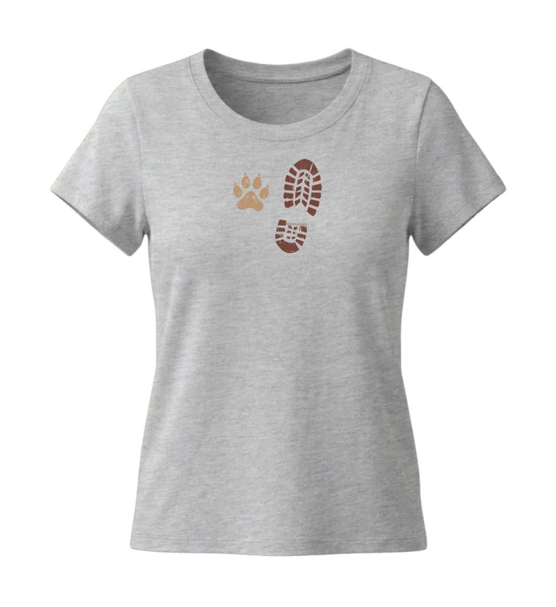 Berg Buddies T-Shirt Damen Tailliert in Grau-Melange (Heather Grey) – Produktbild (155 g/m² Bio-Baumwolle, tailliert) von Rad&Rucksack