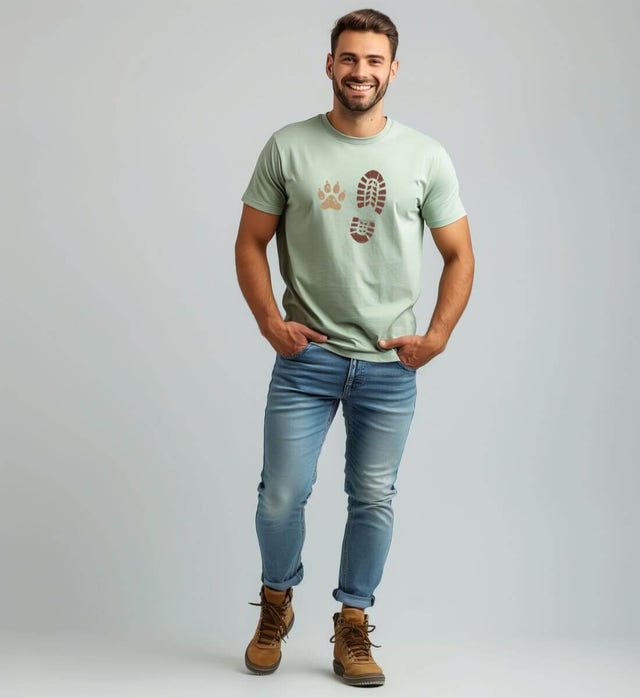 Berg Buddies T-Shirt Herren – Modelbild (100% Bio-Baumwolle) von Rad&Rucksack