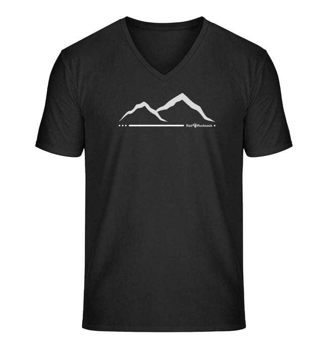 Outdoor V-Neck T-Shirt Berg Herren in Schwarz (Black) – Produktbild (100% Bio-Baumwolle) von Rad&Rucksack