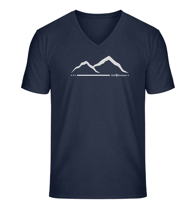 Berg V-Neck T-Shirt Herren in Dunkelblau (French Navy) – Produktbild (100% Bio-Baumwolle) von Rad&Rucksack
