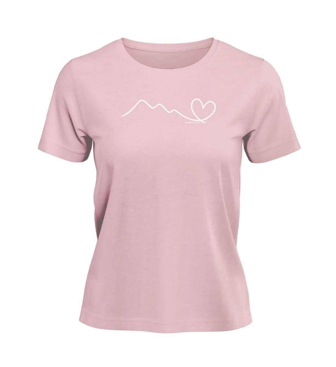 Berg Herz | Damen Premium Organic T-Shirt in Cotton Pink von Rad&Rucksack