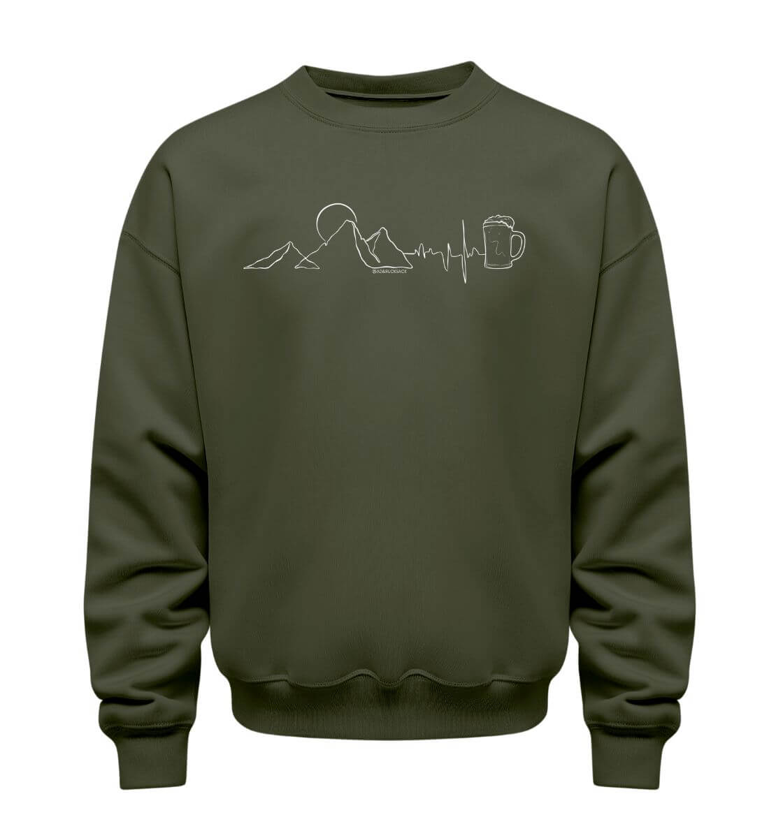 Berg Herzschlag Bier | Unisex Organic Pullover in Khaki von Rad&Rucksack