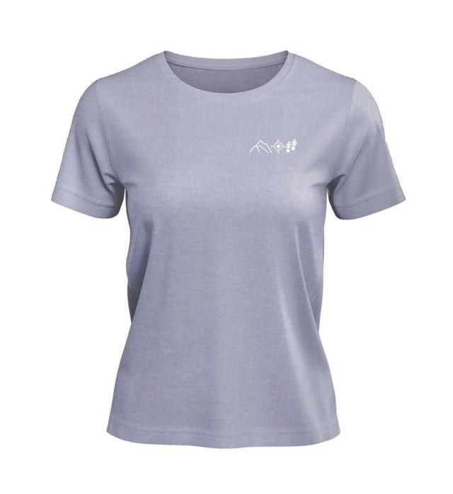 Berg Kompass Wandern T-Shirt Damen Lavendel (Lavender) – Produktbild (100% Bio-Baumwolle mit Stick) von Rad&Rucksack