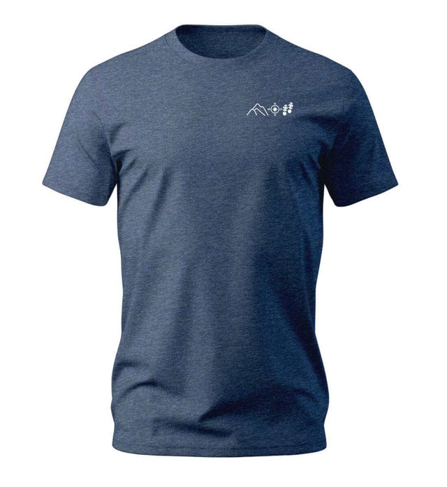 Berg Kompass Wandern T-Shirt Bestickt Herren in Dunkelblau-Melange (Dark Heather Blue) – Produktbild von Rad&Rucksack