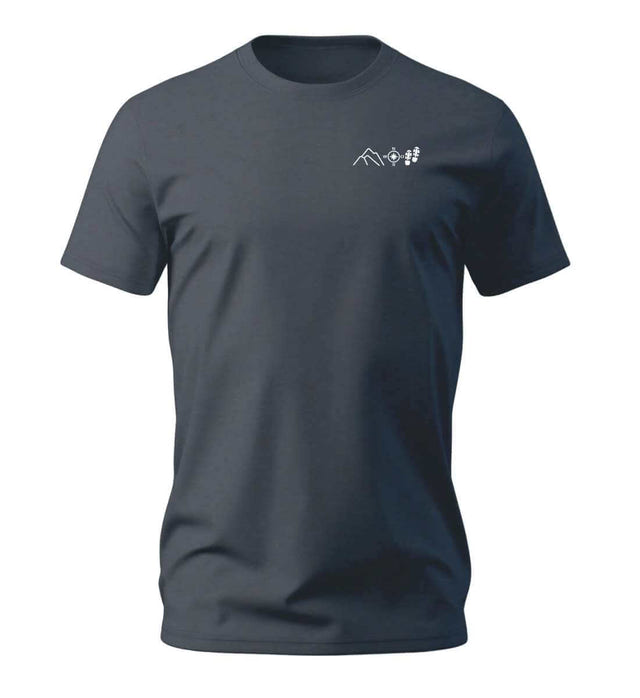 Berg Kompass Wandern T-Shirt Herren Blaugrau (India Ink Grey) – Produktbild (100% Bio-Baumwolle mit Stick) von Rad&Rucksack