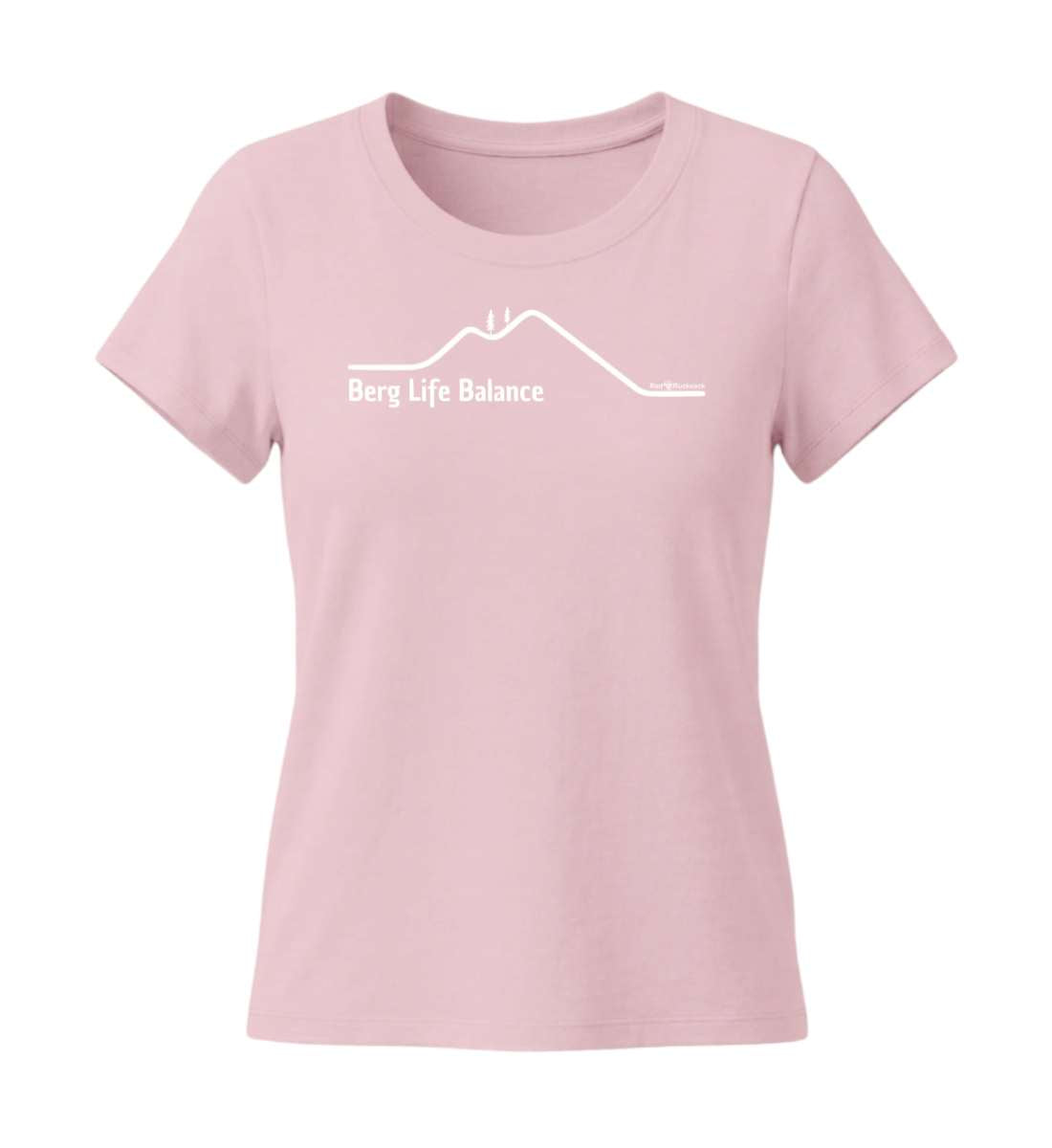 Berg Life Balance | Damen Premium Organic T-Shirt (Fitted) in Cotton Pink von Rad&Rucksack