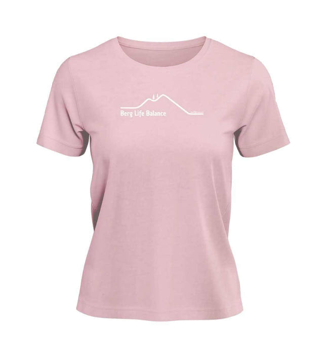 Berg Life Balance T-Shirt Damen Zartrosa (Cotton Pink) – Produktbild (100% Bio-Baumwolle) von Rad&Rucksack