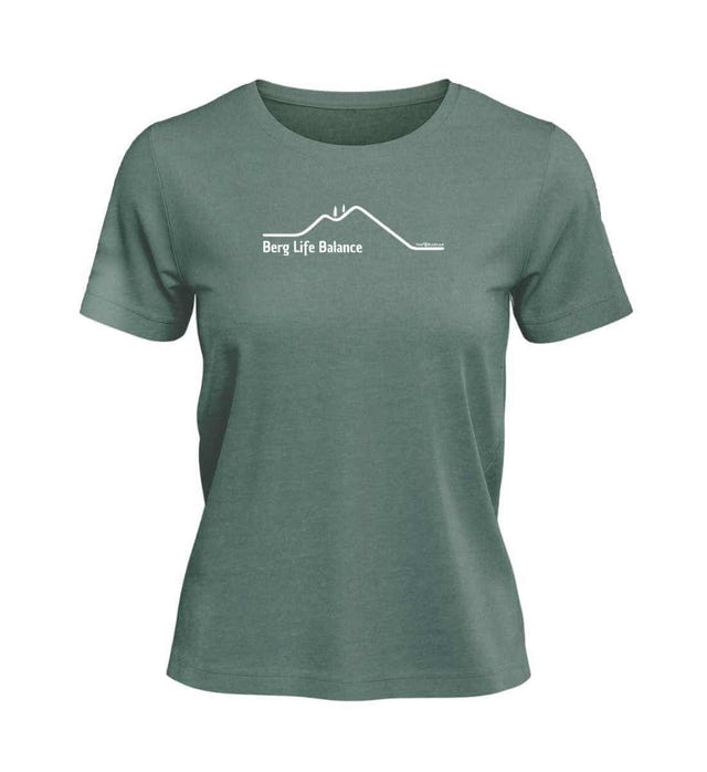 Berg Life Balance T-Shirt Damen Meeresgrün (Green Bay) – Produktbild (100% Bio-Baumwolle) von Rad&Rucksack