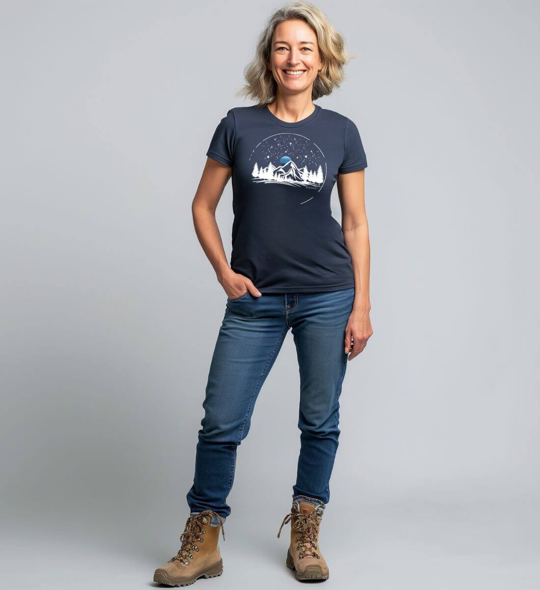 Berg Nacht | Damen Premium Organic T-Shirt von Rad&Rucksack - weitere Modelansicht 2