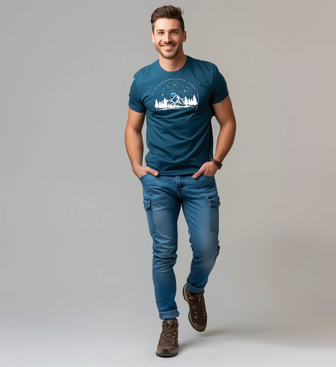 Berg Nacht | Herren Premium Organic T-Shirt von Rad&Rucksack - am Model präsentiert